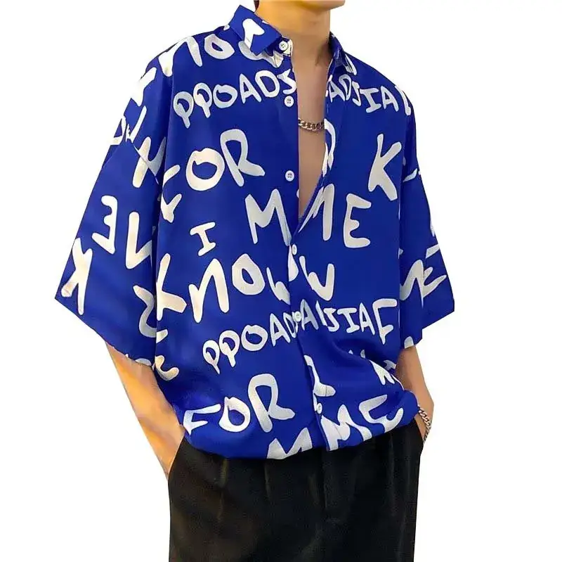 Men Vintage Floral Short Sleeve Shirt Yellow Black - Image 53