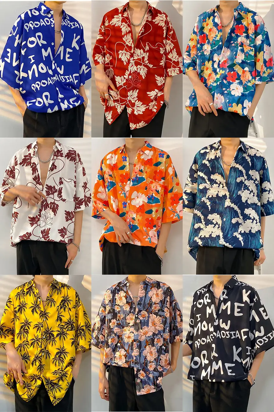 Men Vintage Floral Short Sleeve Shirt Yellow Black — feature 3