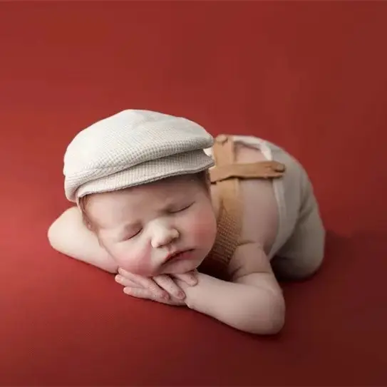 White Cotton Baby Hat & Pants Set for Newborns - Image 10