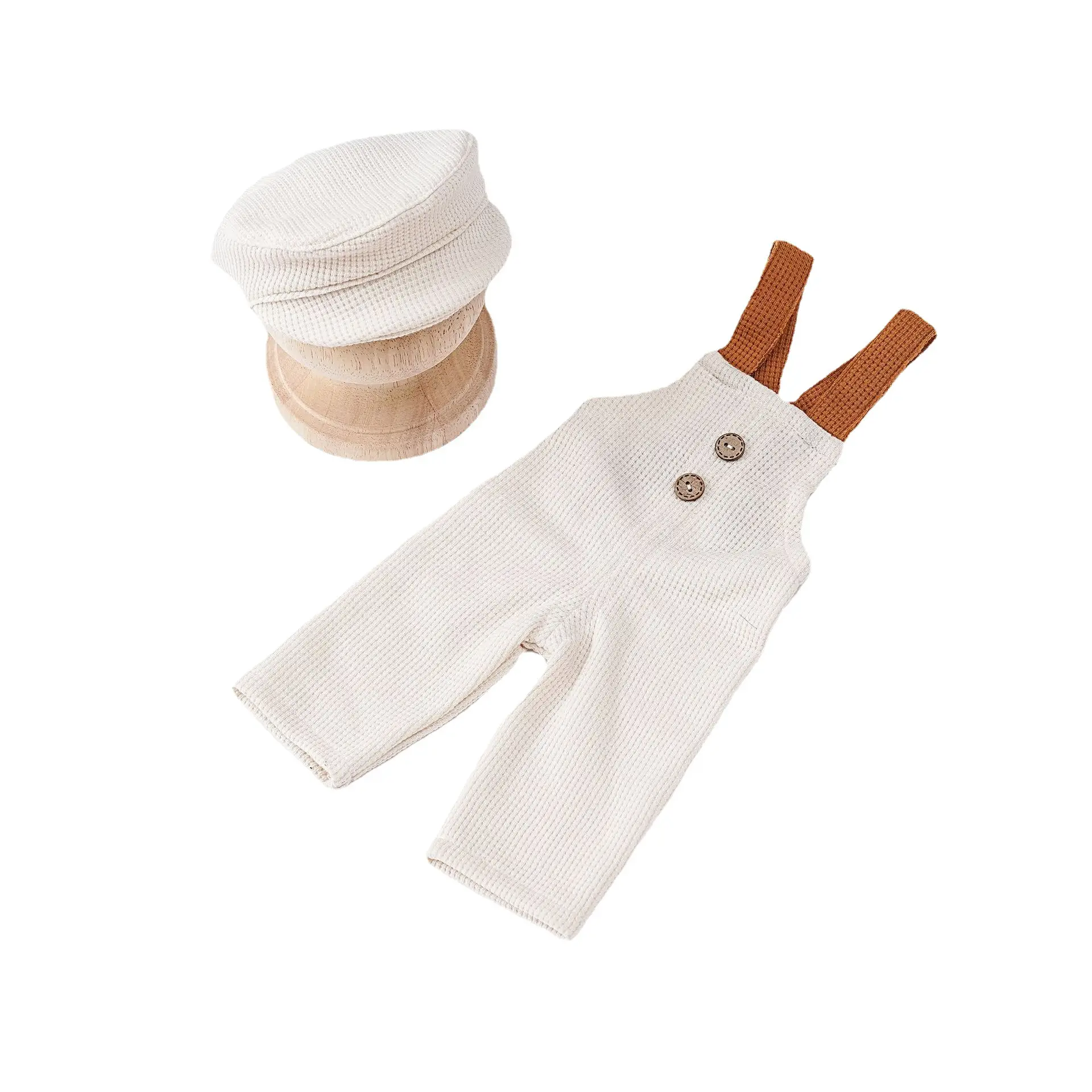 White Cotton Baby Hat & Pants Set for Newborns - Image 11