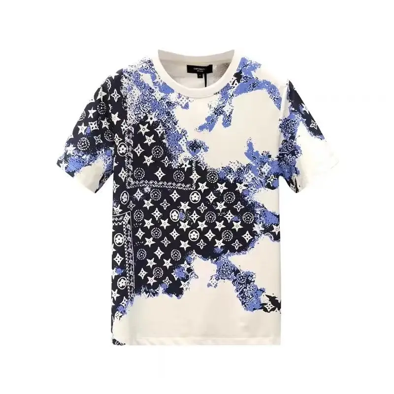 Men Slim Fit Blue Floral Short Sleeve T-Shirt — feature 3