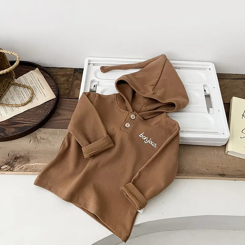 Brown Long Sleeve T-Shirt for Boys 2023 Spring - Image 3