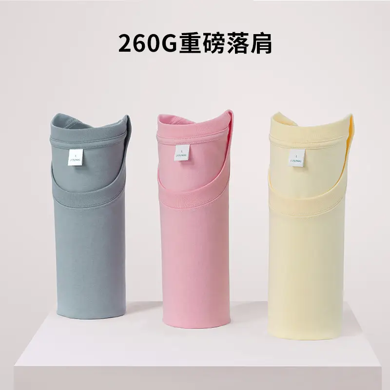 260g Heavyweight Off-Shoulder T-Shirt Blue - Image 13