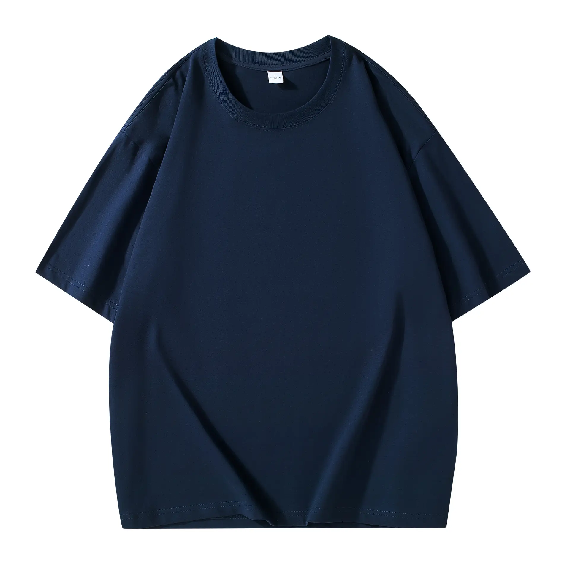260g Heavyweight Off-Shoulder T-Shirt Blue - Image 3
