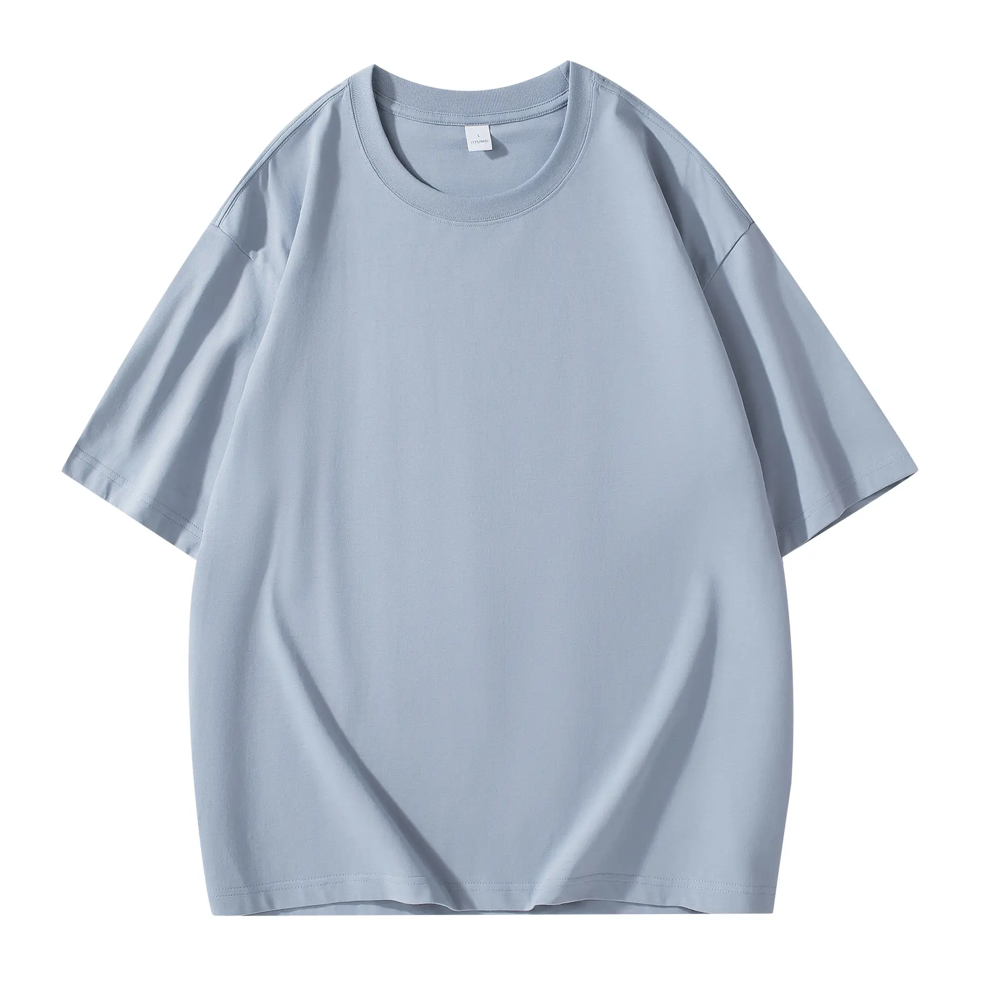 260g Heavyweight Off-Shoulder T-Shirt Blue - Image 6
