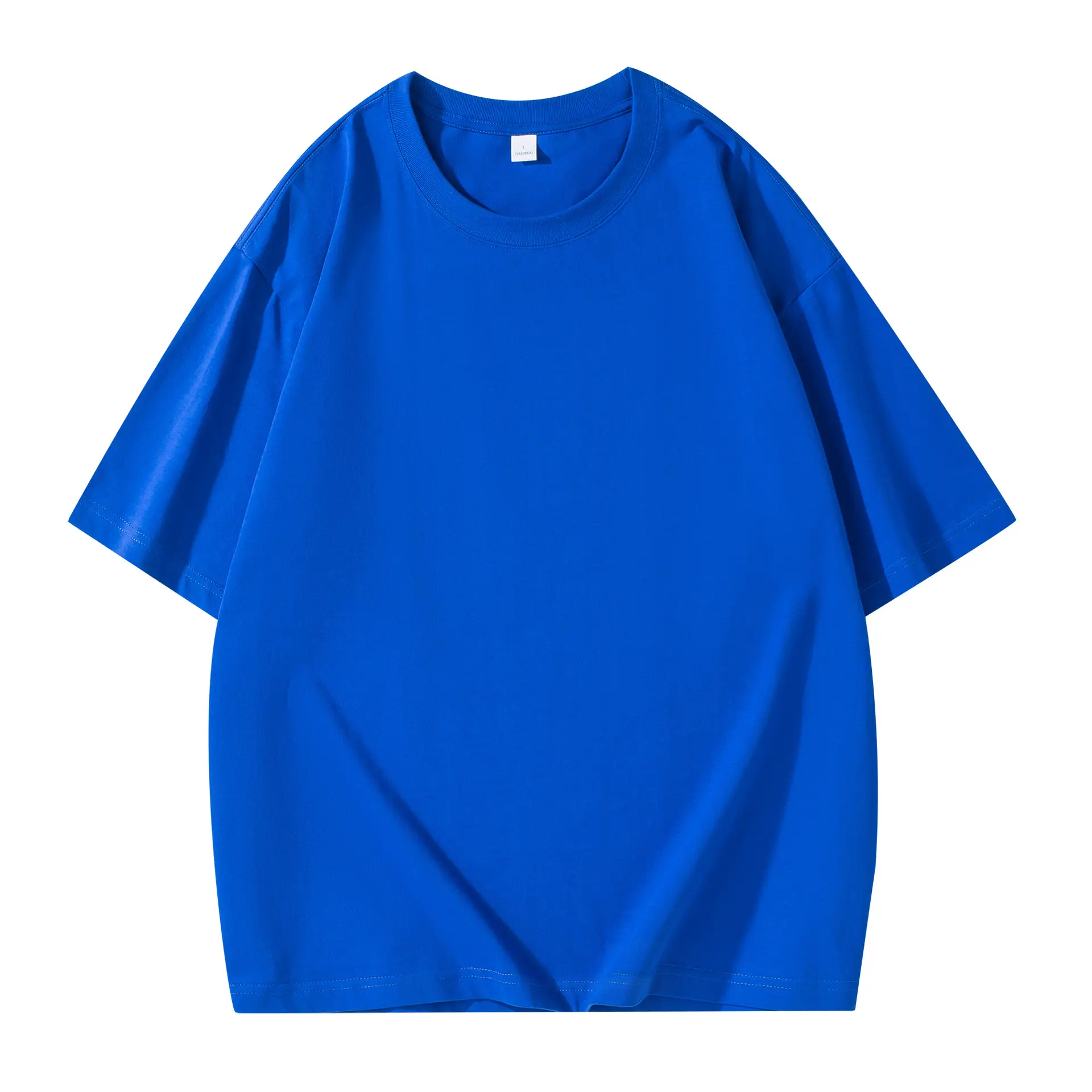 260g Heavyweight Off-Shoulder T-Shirt Blue - Image 9