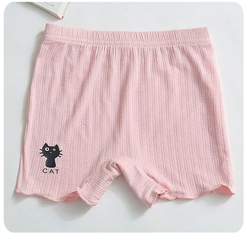 Girls Cotton Cat Print Shorts Grey Ruffled — feature 14