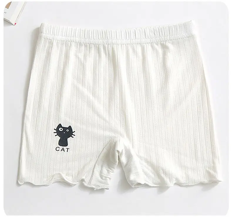 Girls Cotton Cat Print Shorts Grey Ruffled — feature 16