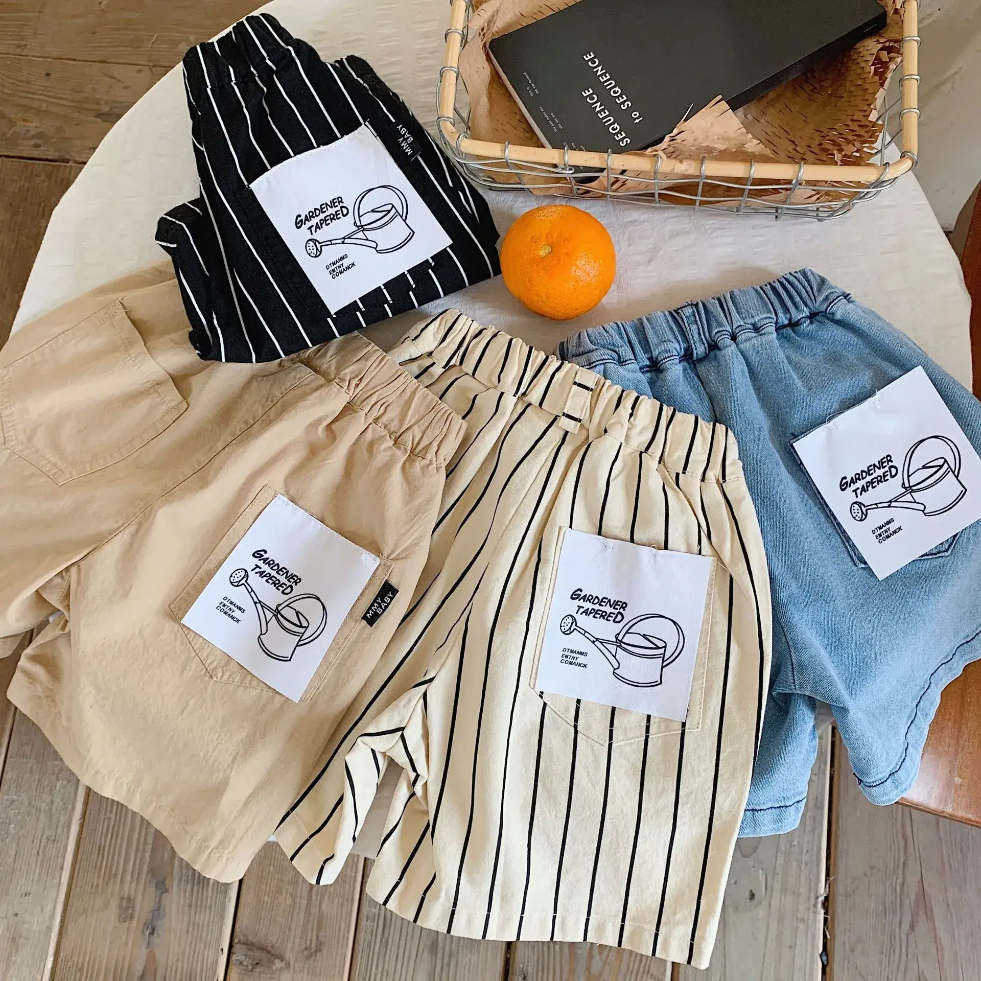 Children's Shorts 2025 Summer New Boys and Girls Cartoon Tape Baby Shorts Striped Trendy Pants