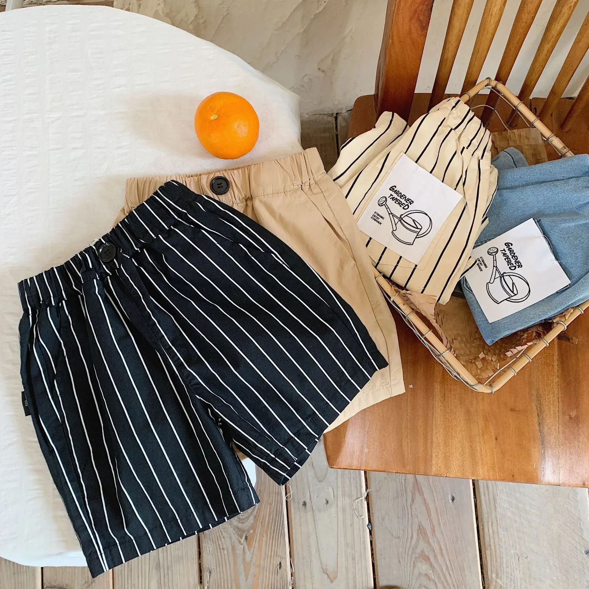Children's Shorts 2025 Summer New Boys and Girls Cartoon Tape Baby Shorts Striped Trendy Pants — feature 11