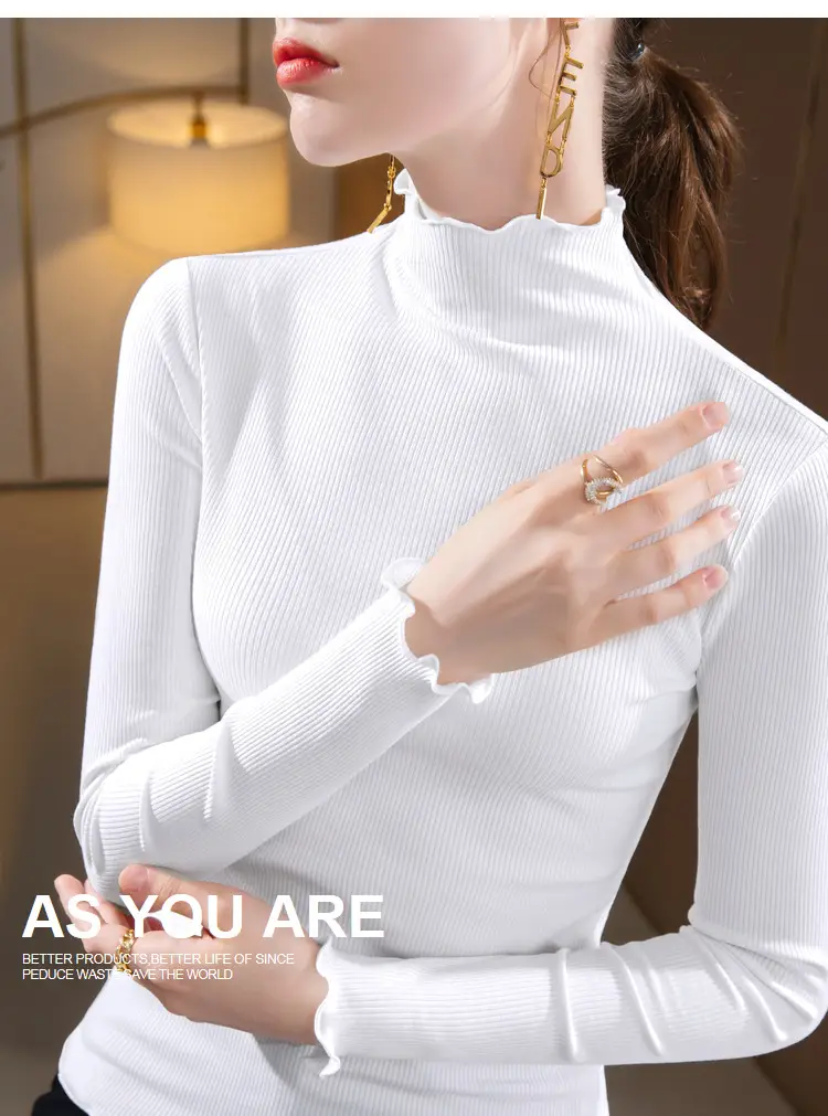 Women Half Turtleneck Modal Base Layer Shirt Blue 2024 — feature 21