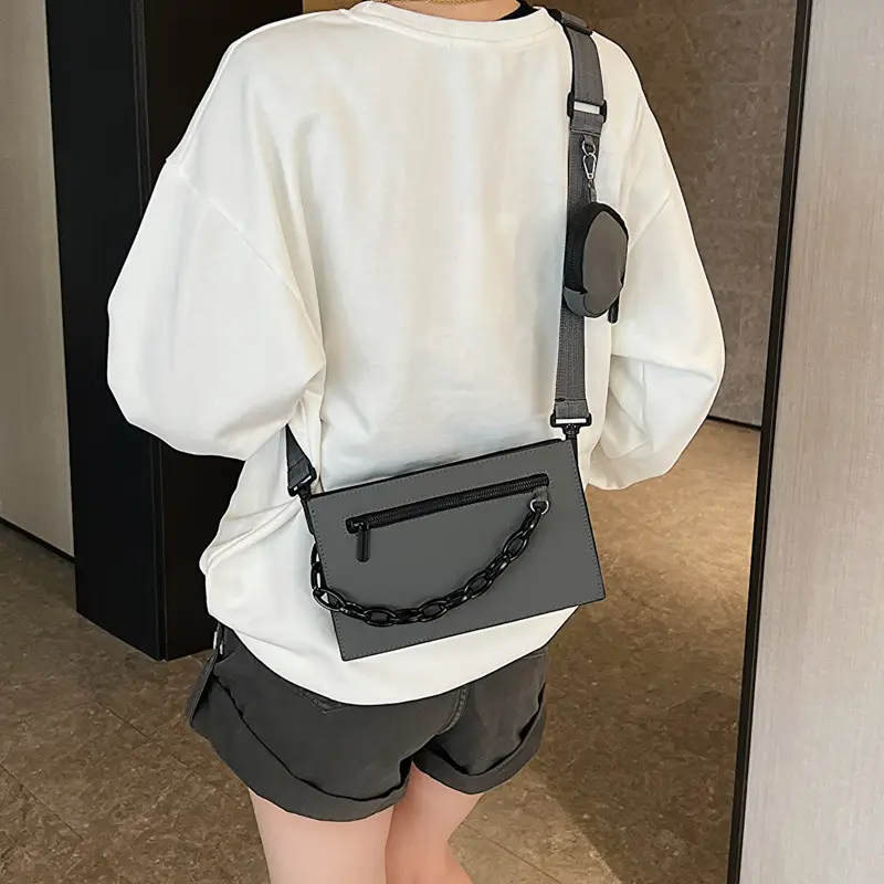 White Chain Strap Shoulder Bag for Women - Image 6