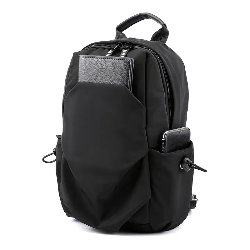 Men's Black Casual Crossbody Backpack with Multiple Pockets - Image 5