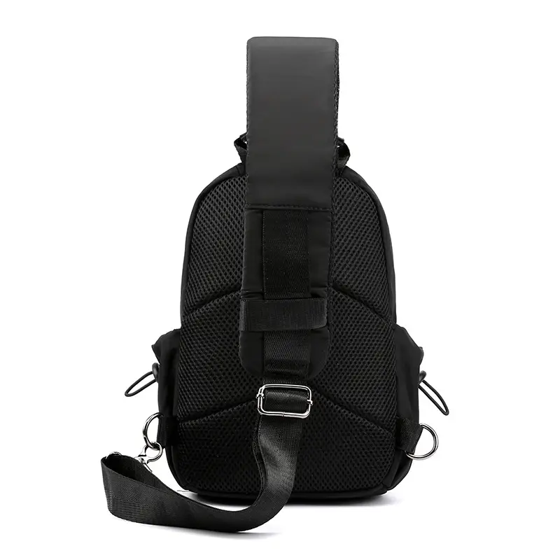 Men's Black Casual Crossbody Backpack with Multiple Pockets - Image 6