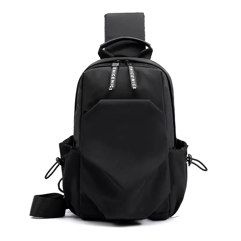 Men's Black Casual Crossbody Backpack with Multiple Pockets - Image 7