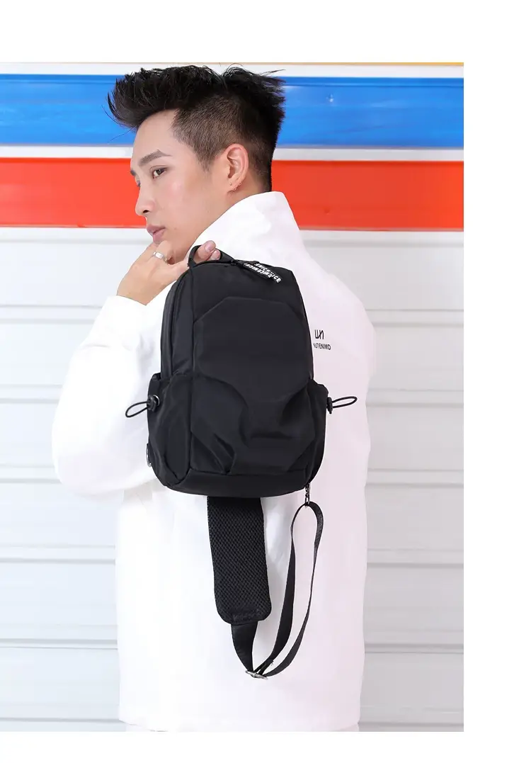 Men's Black Casual Crossbody Backpack with Multiple Pockets — feature 12