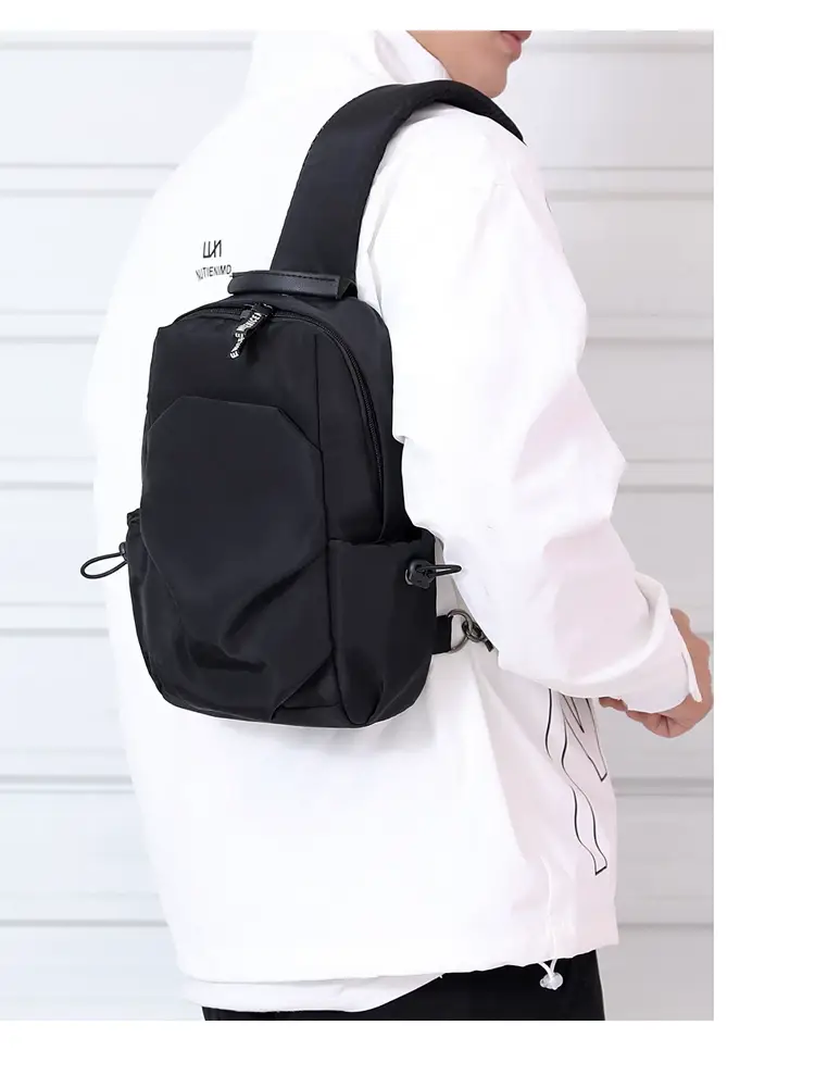 Men's Black Casual Crossbody Backpack with Multiple Pockets — feature 14