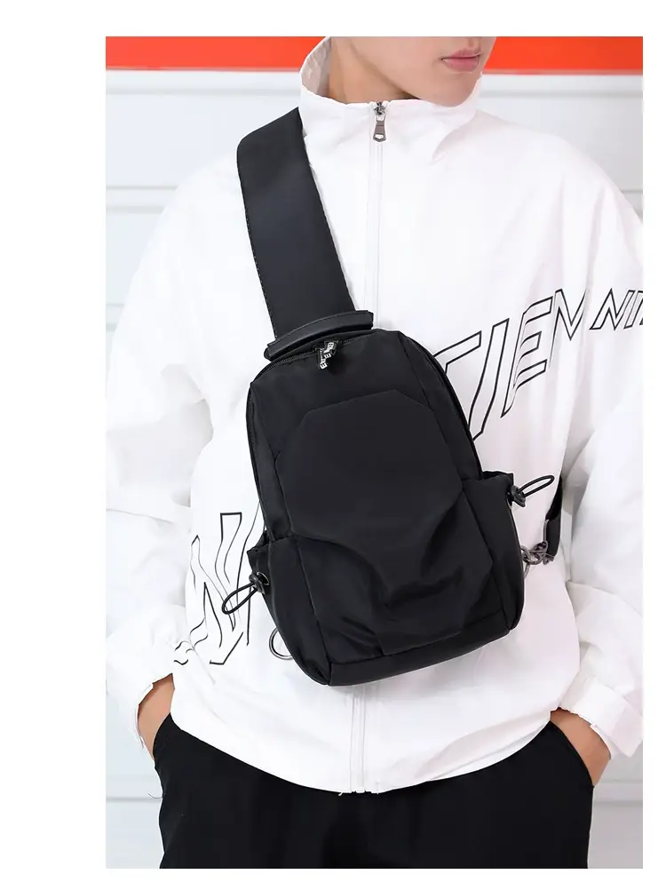 Men's Black Casual Crossbody Backpack with Multiple Pockets — feature 15