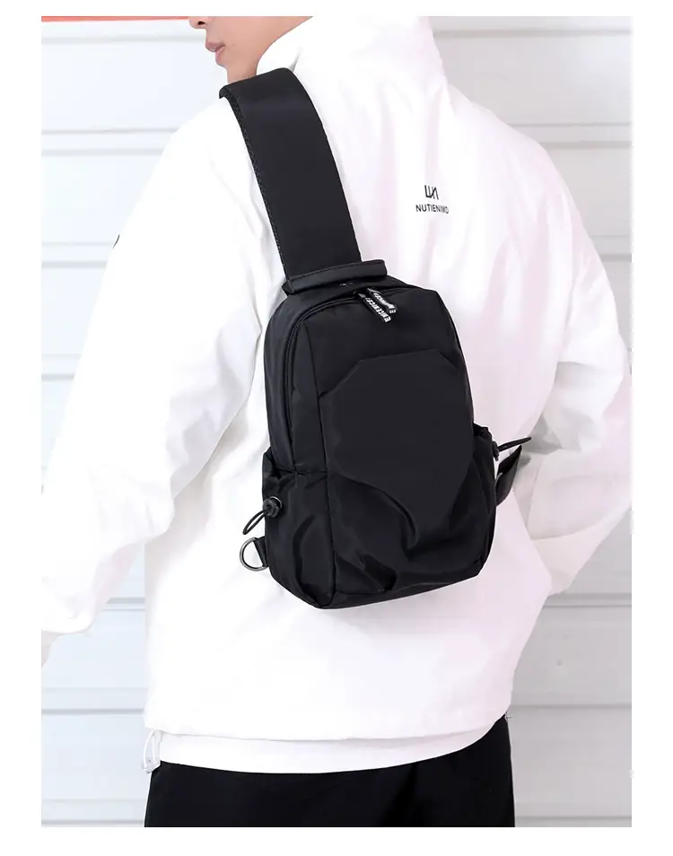 Men's Black Casual Crossbody Backpack with Multiple Pockets — feature 16