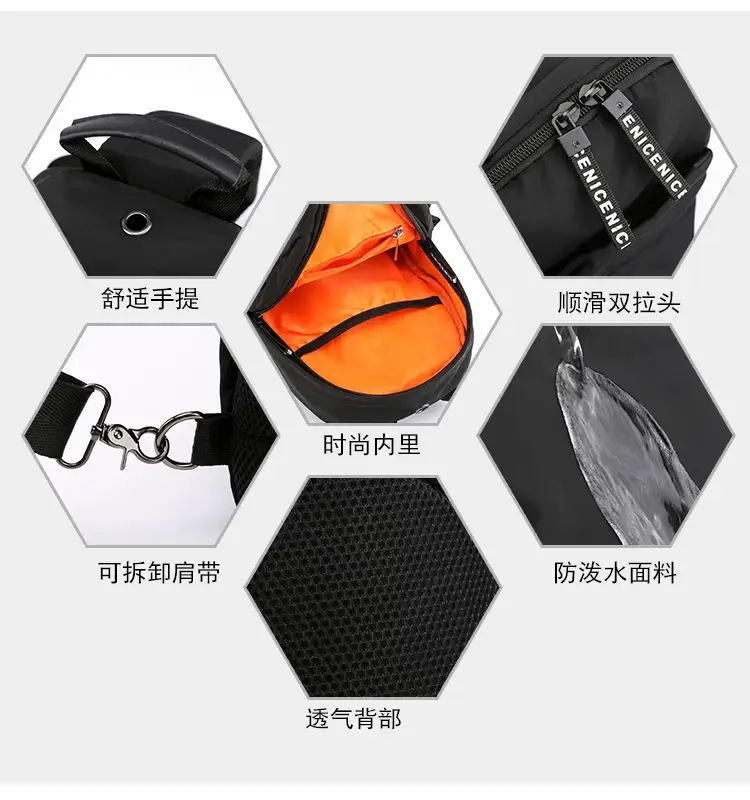 Men's Black Casual Crossbody Backpack with Multiple Pockets — feature 8