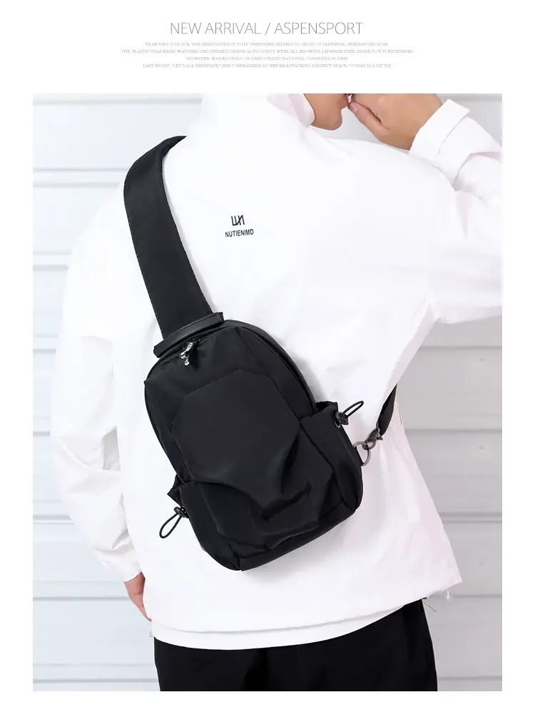 Men's Black Casual Crossbody Backpack with Multiple Pockets — feature 9