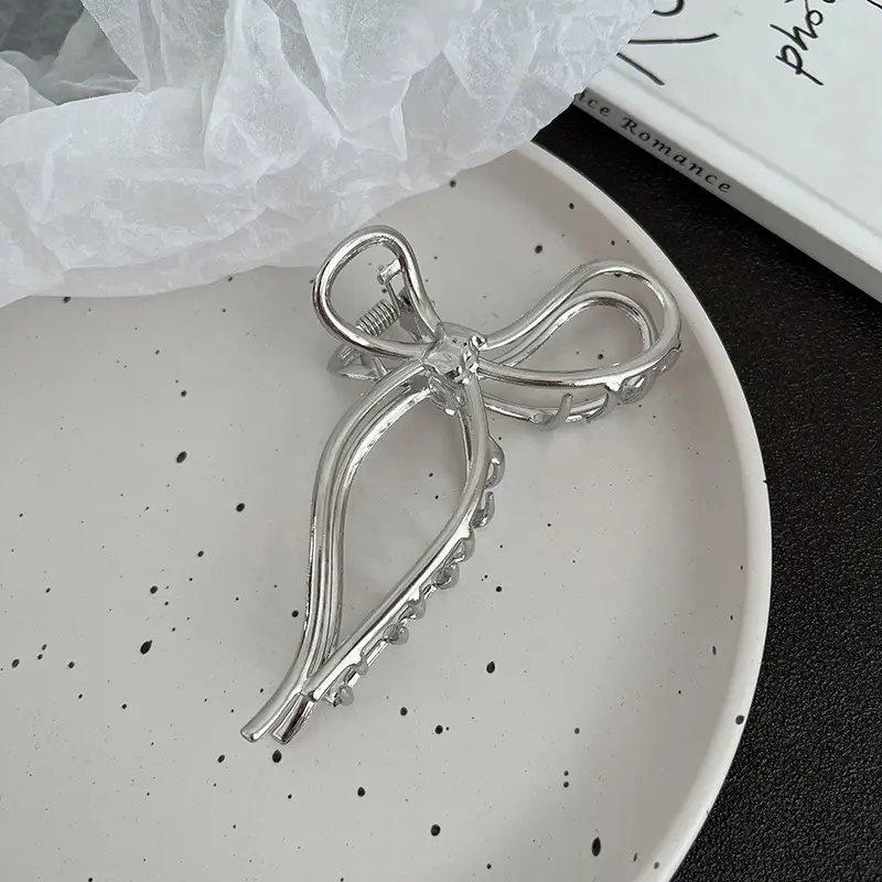 Silver Shark Hair Clip for Women Back of Head
