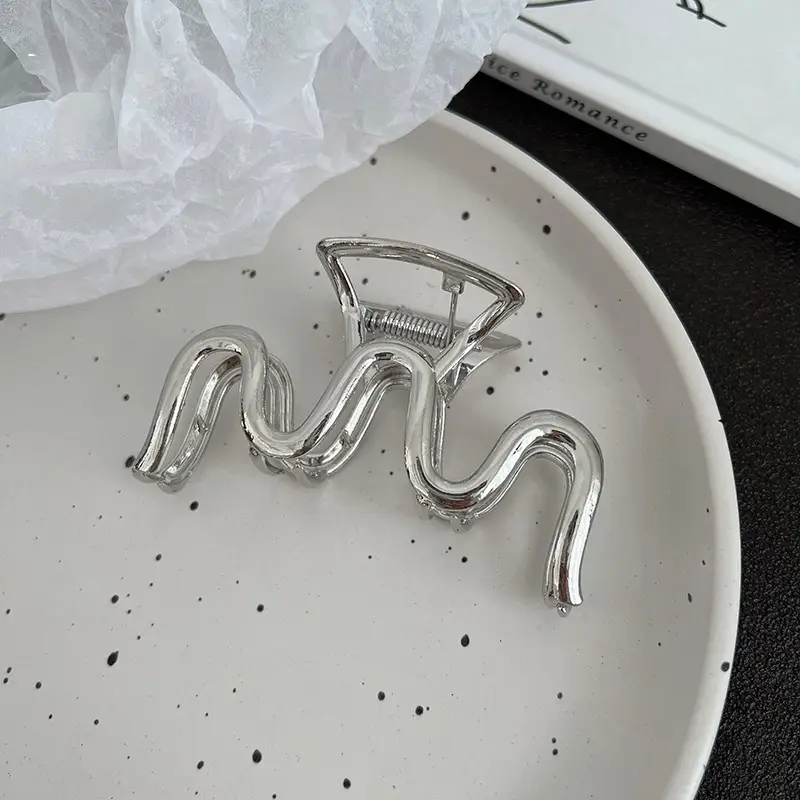 Silver Shark Hair Clip for Women Back of Head