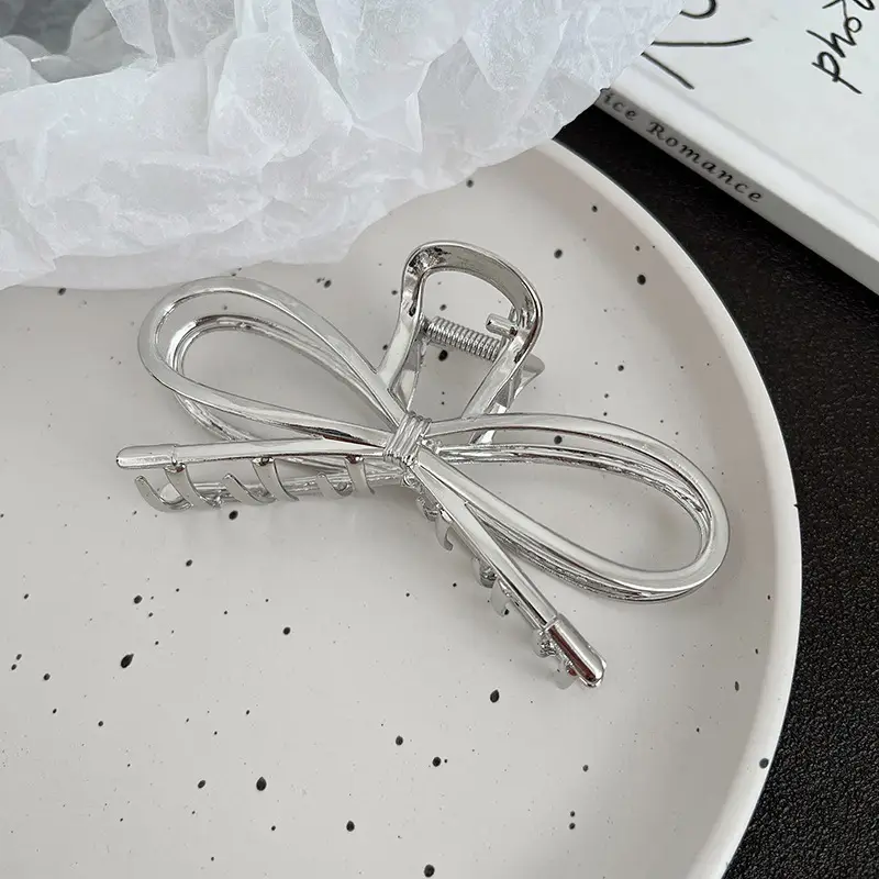 Silver Shark Hair Clip for Women Back of Head