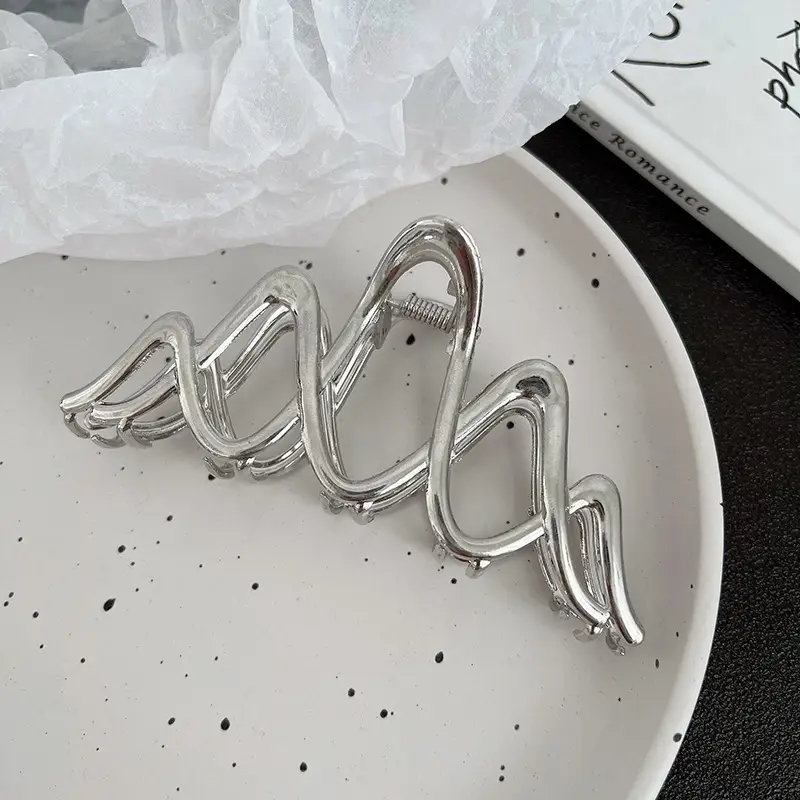 Silver Shark Hair Clip for Women Back of Head