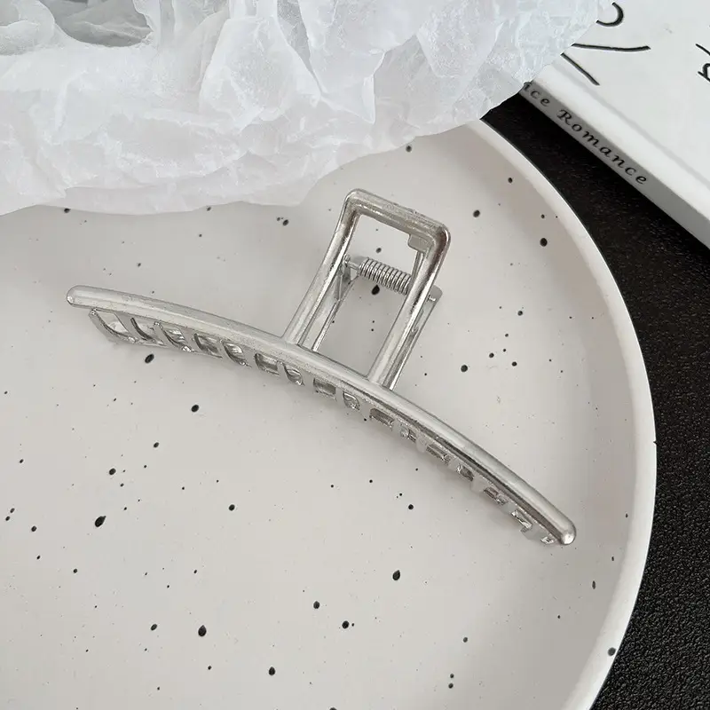 Silver Shark Hair Clip for Women Back of Head