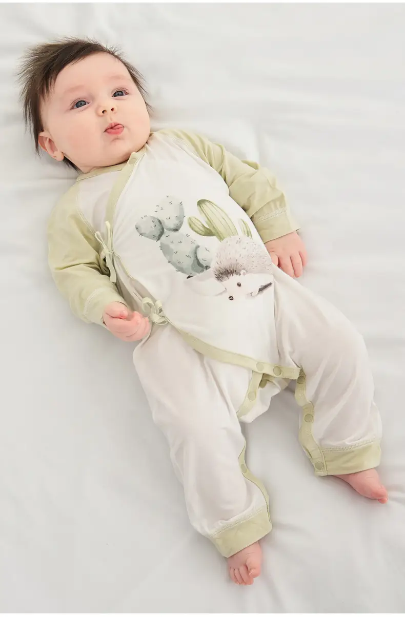 Baby Baby Boy Girl Cotton Jumpsuit Yellow White — feature 22