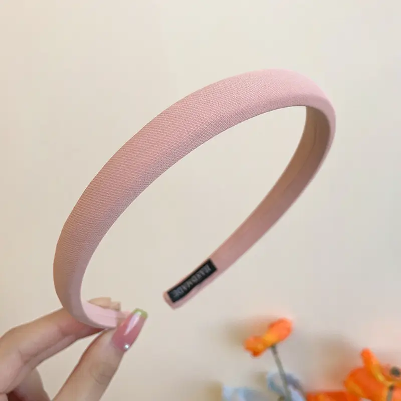 Emo Hair Hoop Girls Plaid Color Solid Cream — feature 13