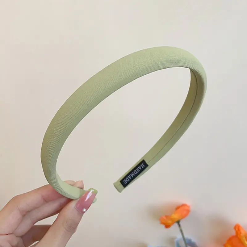 Emo Hair Hoop Girls Plaid Color Solid Cream