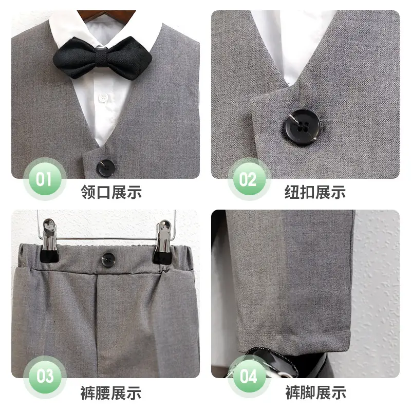 Boy's Navy Blue 3-Piece British Vest Suit Summer