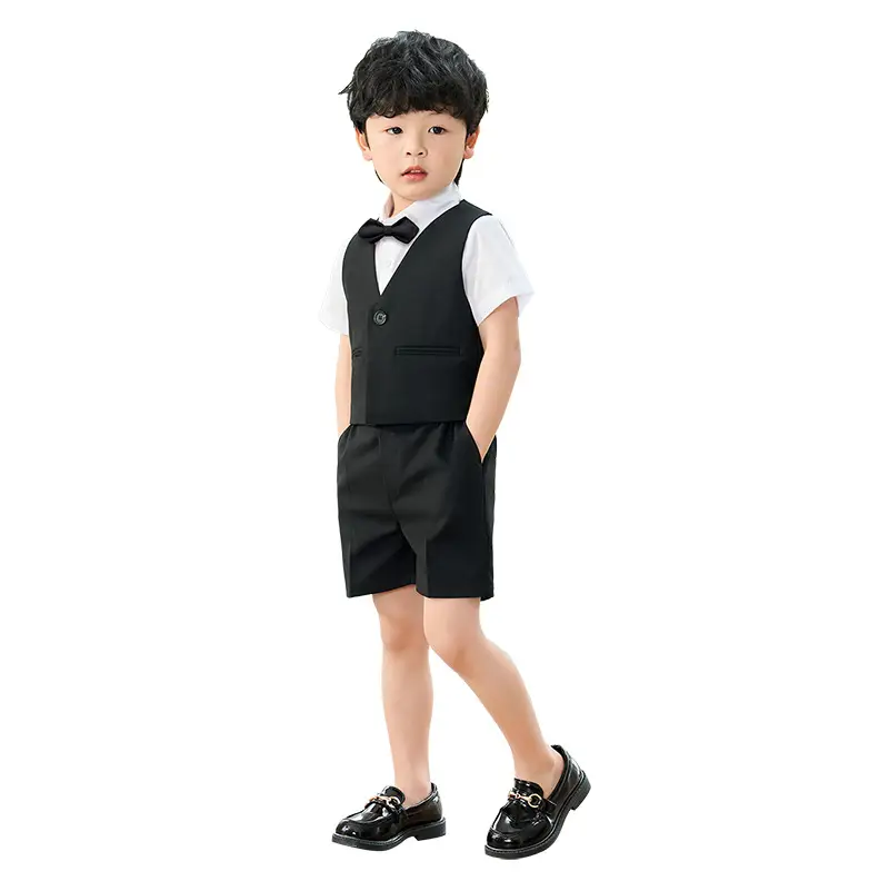 Boy's Navy Blue 3-Piece British Vest Suit Summer
