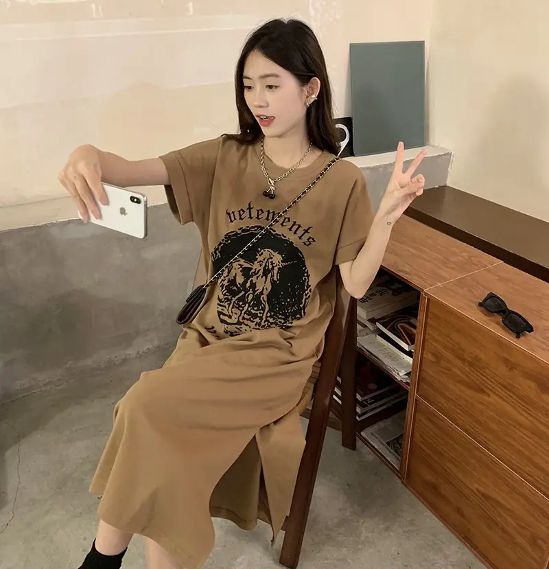 Women's Grey Graphic Long Sleeve Skirt Set — feature 13