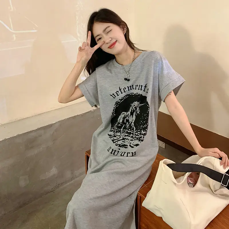 Women's Grey Graphic Long Sleeve Skirt Set — feature 21
