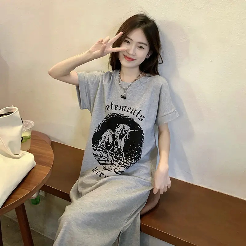 Women's Grey Graphic Long Sleeve Skirt Set — feature 28