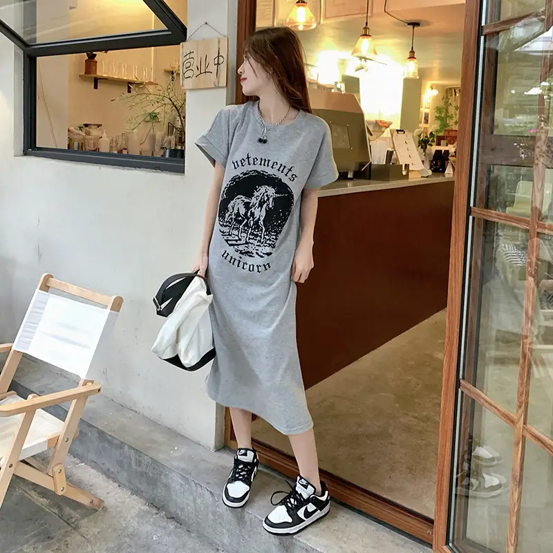 Women's Grey Graphic Long Sleeve Skirt Set — feature 29