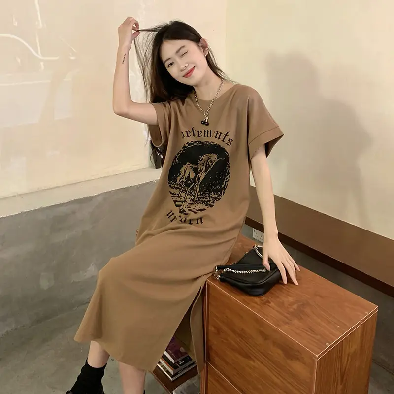 Women's Grey Graphic Long Sleeve Skirt Set — feature 7