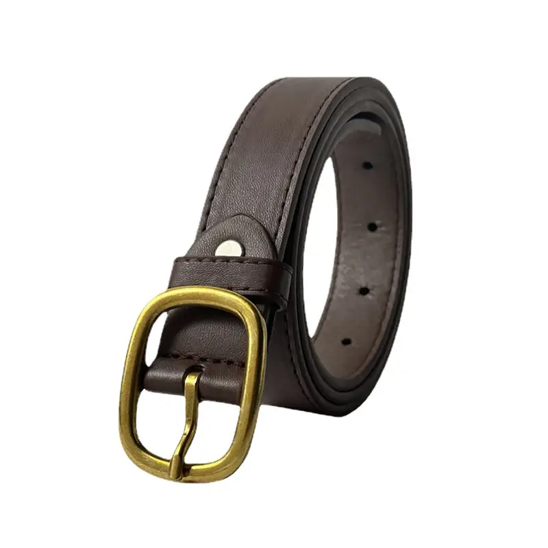 Women's Brown Leather Belt with Gold buckle wholesale - Image 10