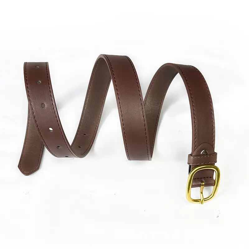 Women's Brown Leather Belt with Gold buckle wholesale β feature 7