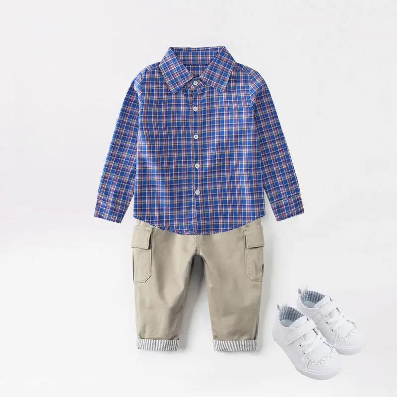 Boys Plaid Cotton Long Sleeve Shirt Spring Autumn - Image 9