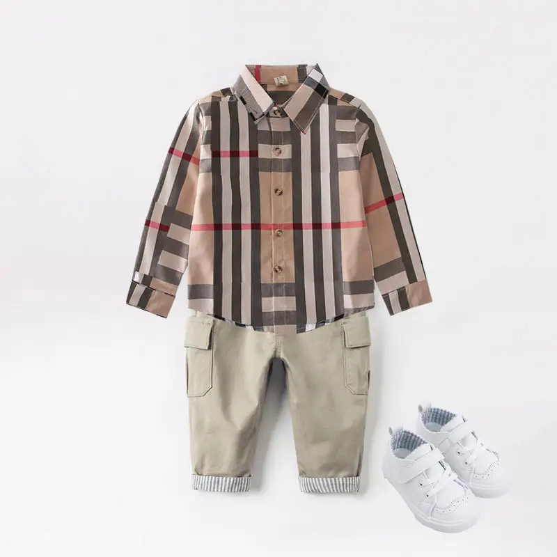 Boys Plaid Cotton Long Sleeve Shirt Spring Autumn - Image 10