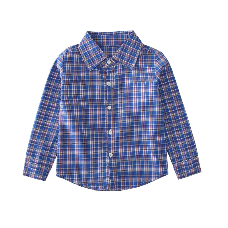 Boys Plaid Cotton Long Sleeve Shirt Spring Autumn - Image 12