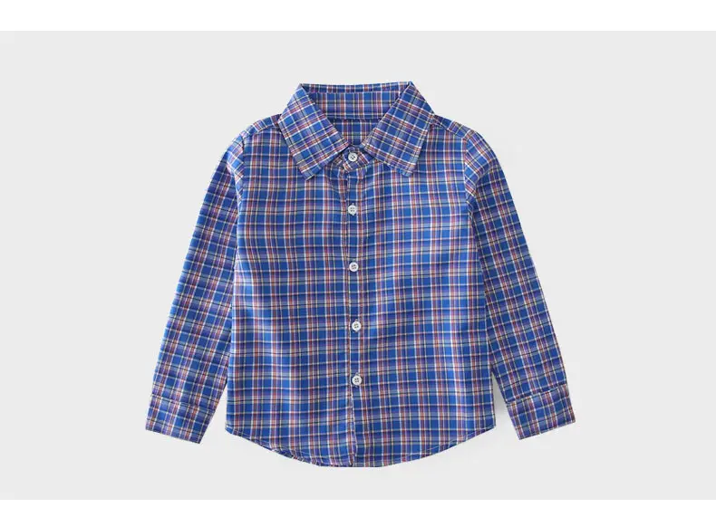 Boys Plaid Cotton Long Sleeve Shirt Spring Autumn — feature 10