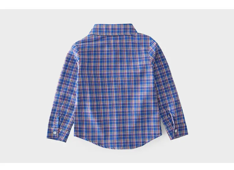 Boys Plaid Cotton Long Sleeve Shirt Spring Autumn — feature 11