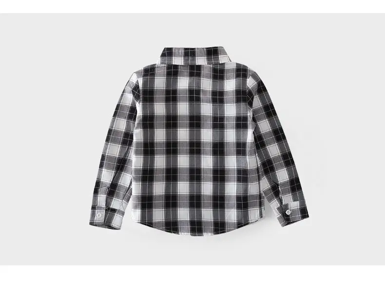 Boys Plaid Cotton Long Sleeve Shirt Spring Autumn — feature 13