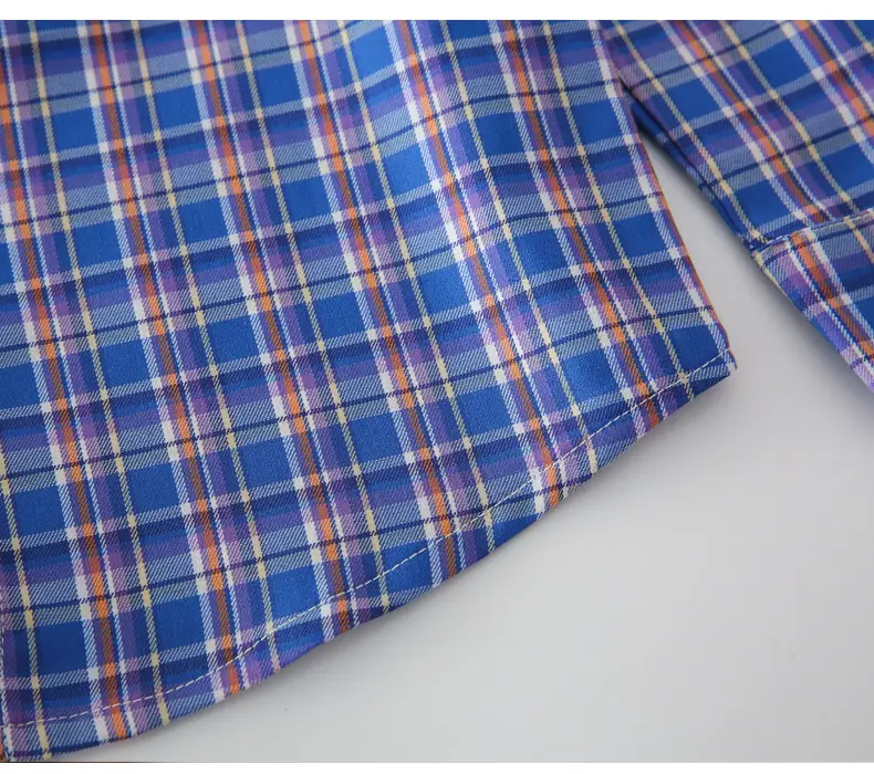 Boys Plaid Cotton Long Sleeve Shirt Spring Autumn — feature 15