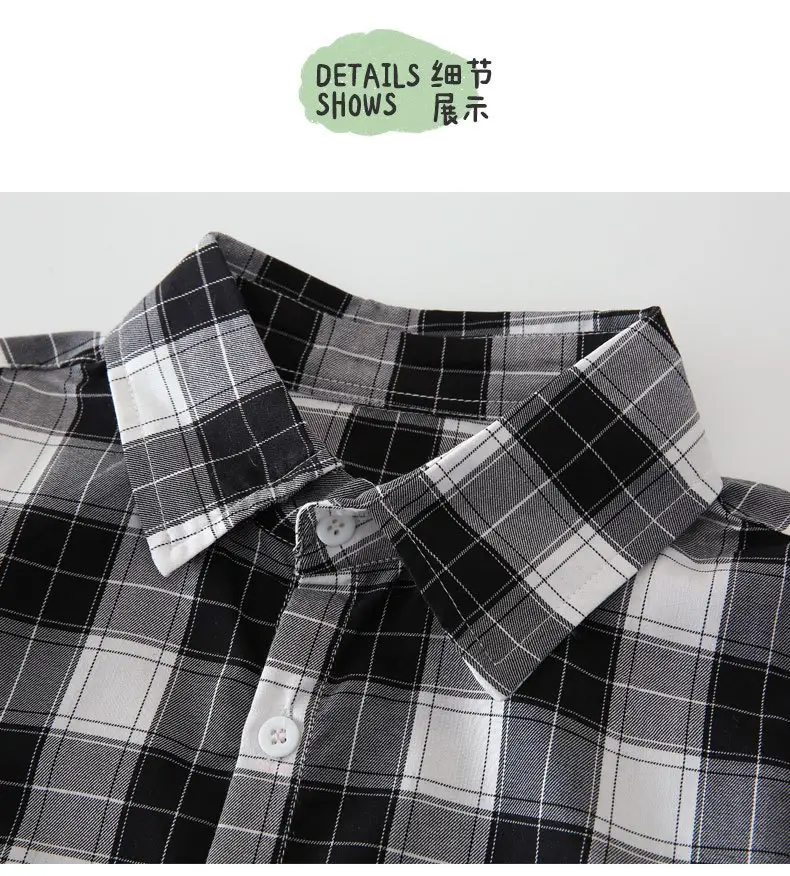 Boys Plaid Cotton Long Sleeve Shirt Spring Autumn — feature 18
